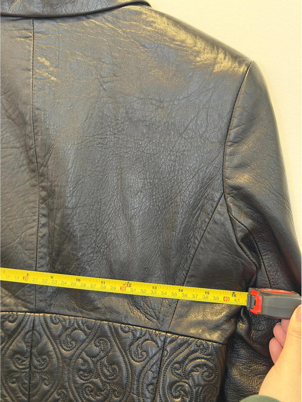 Black Leather Embroidered Blazer Jacket BCBG Maxazria - Picture 8 of 8